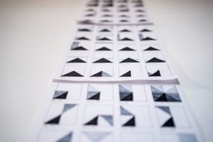 black and white drawings fading into the distance