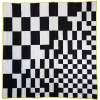 black and white checkerboard quilt with yellow border